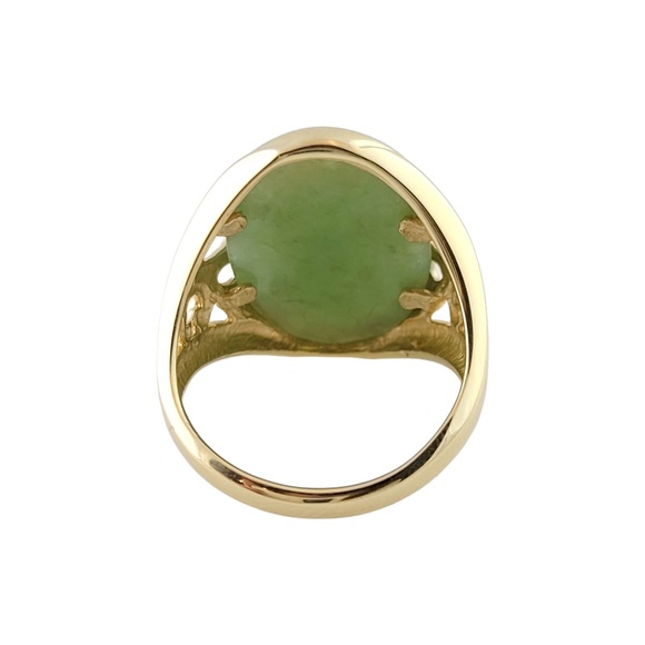 Vintage 14K Yellow Gold Jade Ring Size 6.75 #13497 - Picture 4 of 7